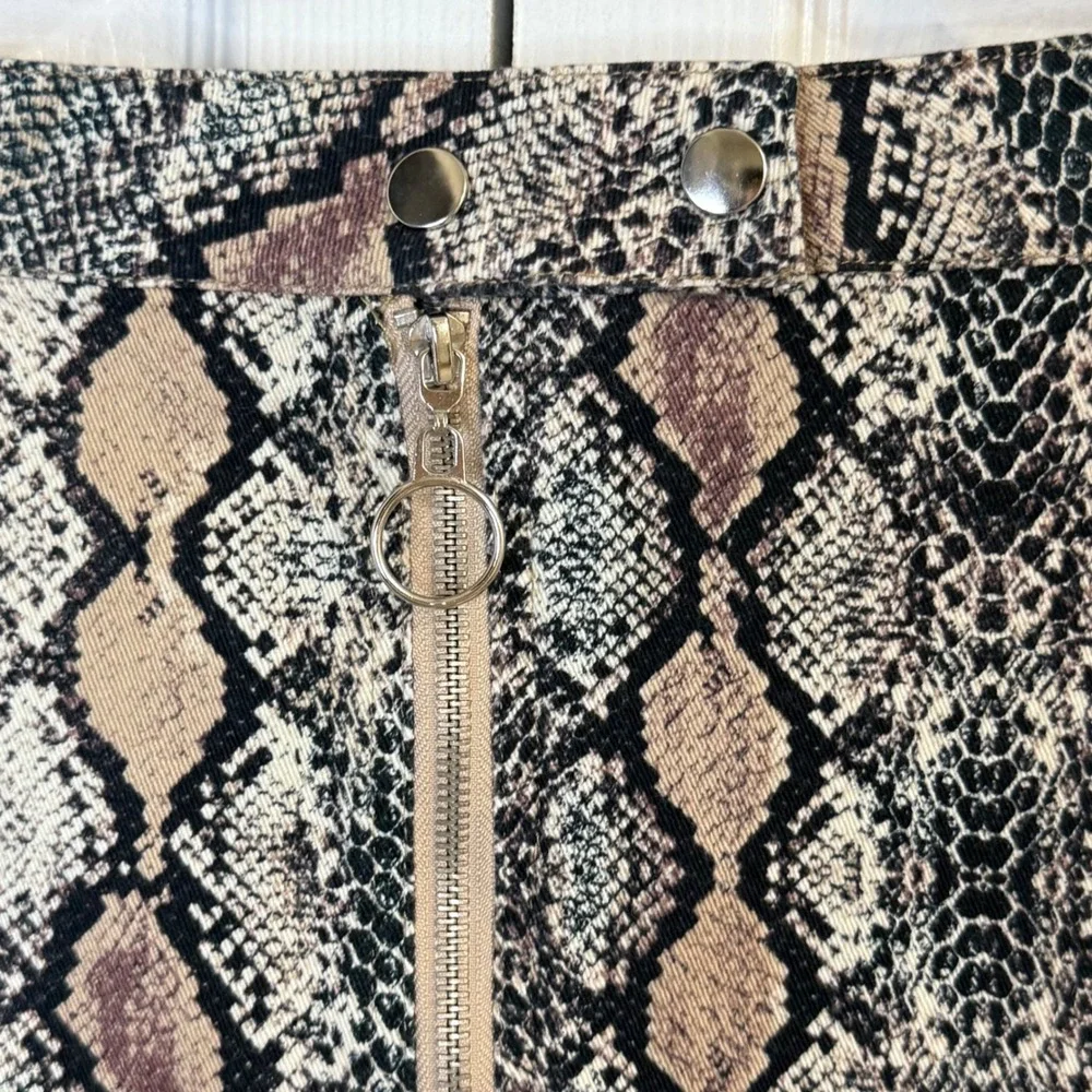 Altard State Mini Skirt Snake‎ skin Print Zipper Front Tan Brown Women's Size M
